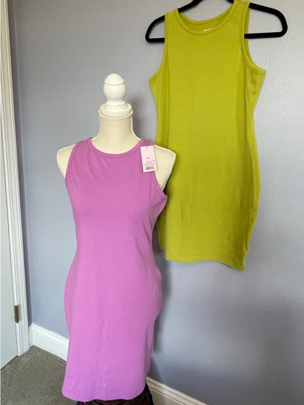 Sleeveless Bodycon Dress Duo - Pink & Lime - Picture 2 of 14